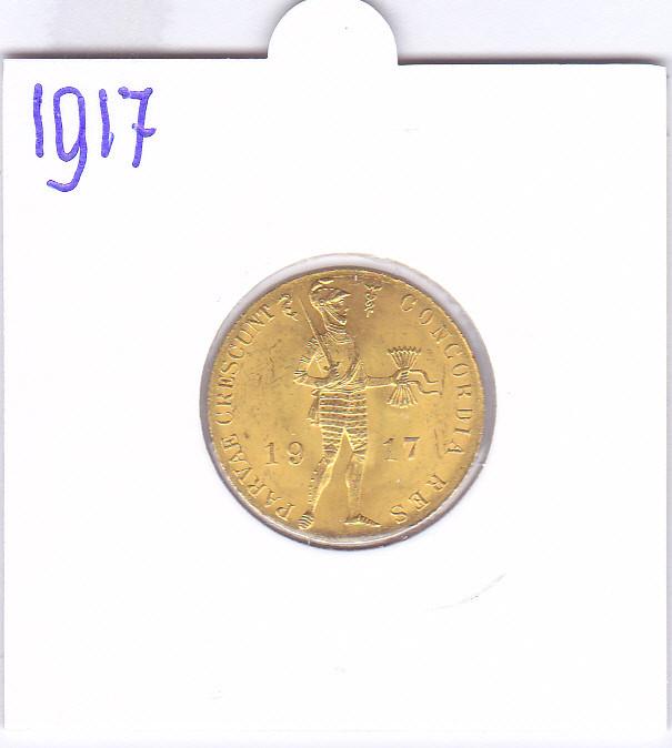 Schitterende gouden dukaat 1917 voor 495 euro., Koningin Wilhelmina, Losse munt, Goud, Overige waardes