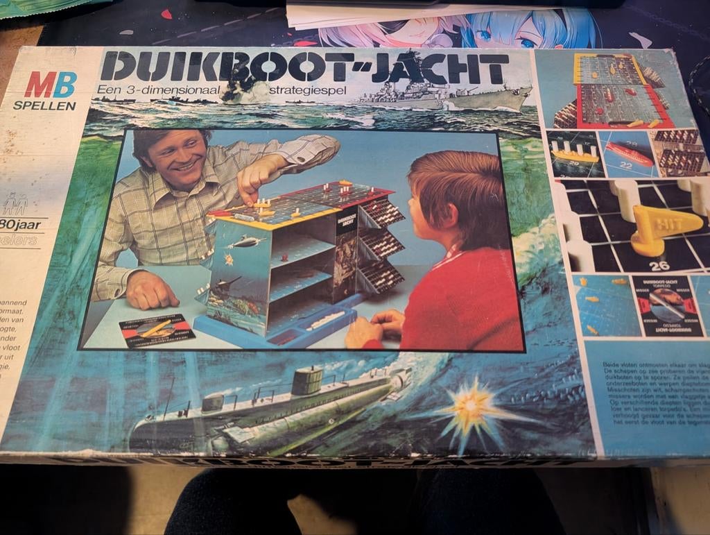 Duikboot Jacht - MB Spellen (Vintage Strategisch Spel), Hobby en Vrije tijd, Een of twee spelers, Ophalen of Verzenden, Gebruikt