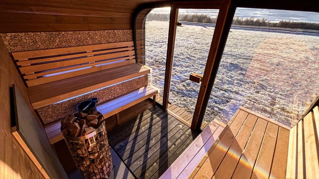 Mooie thermo houten (panorama) sauna's te koop!, Ophalen, Fins of Traditioneel, Wellnessandgarden, Nieuw