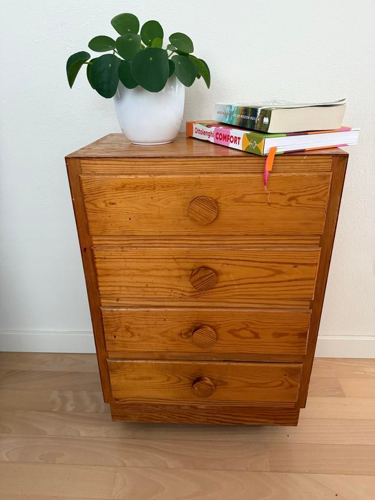 Vintage Grenen Ladekast seventies ‘70, Minder dan 50 cm, Gebruikt, Ophalen of Verzenden, Minder dan 100 cm