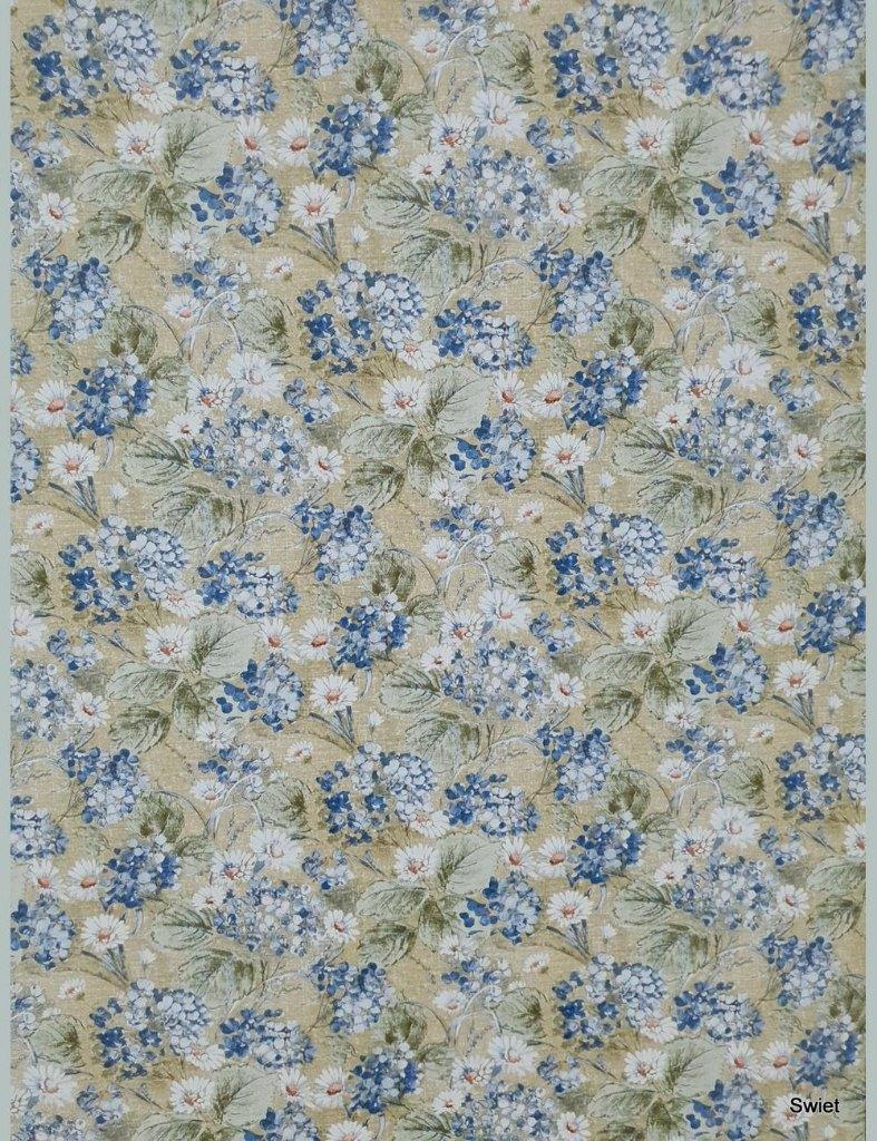 13993 behang blauwe bloemen op jute vintage landelijk swiet, Huis en Inrichting, Stoffering | Behang, Ophalen of Verzenden, 75 m² of meer