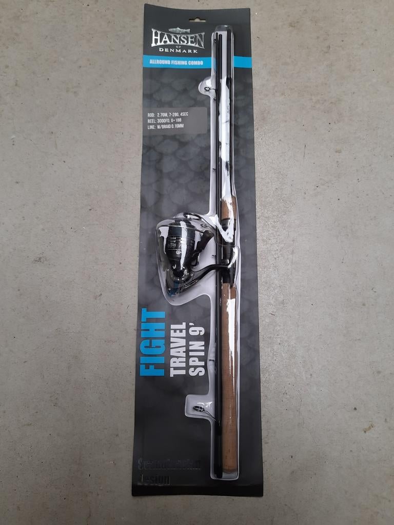 Hansen Spinset reishengel 2.70m 7-28 gram, Watersport en Boten, Hengelsport | Roofvissen, Nieuw, Werphengel, Ophalen of Verzenden