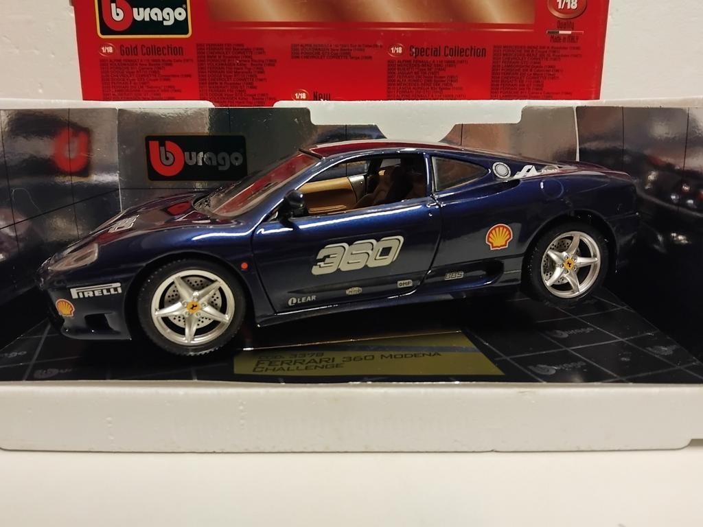 Ferrari 360 Modena Challenge darkblue Bburago 1:18 KRD, Ophalen of Verzenden, Zo goed als nieuw, Auto, Overige merken