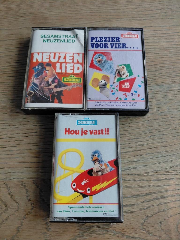 3 Sesamstraat cassettebandjes., Gebruikt, 2 t/m 25 bandjes, Kinderen en Jeugd, Ophalen of Verzenden