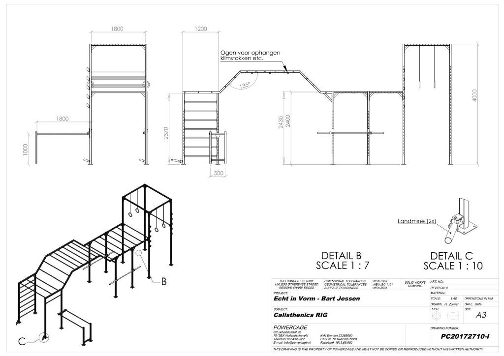 Professioneel Calisthenics / Gym Frame – Powercage – In perf, Sport en Fitness, Fitnessapparatuur, Ophalen, Zo goed als nieuw
