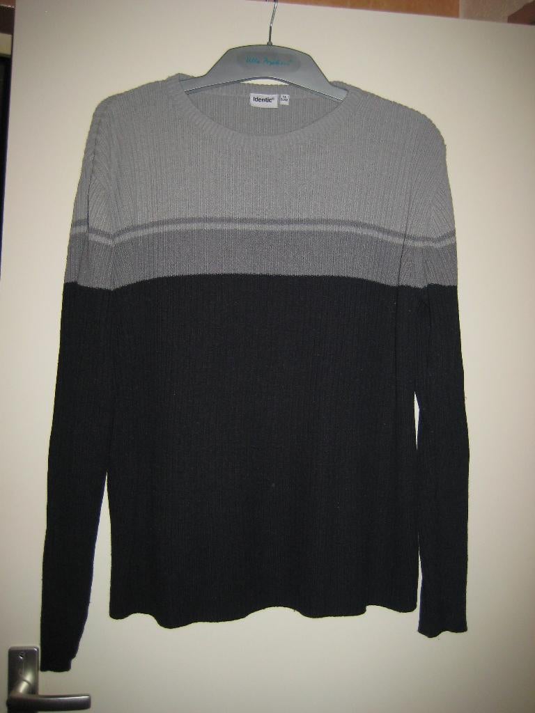 Grijs/zwarte herentrui, XL, Identic, Ophalen of Verzenden, Zo goed als nieuw, Maat 56/58 (XL), Overige kleuren