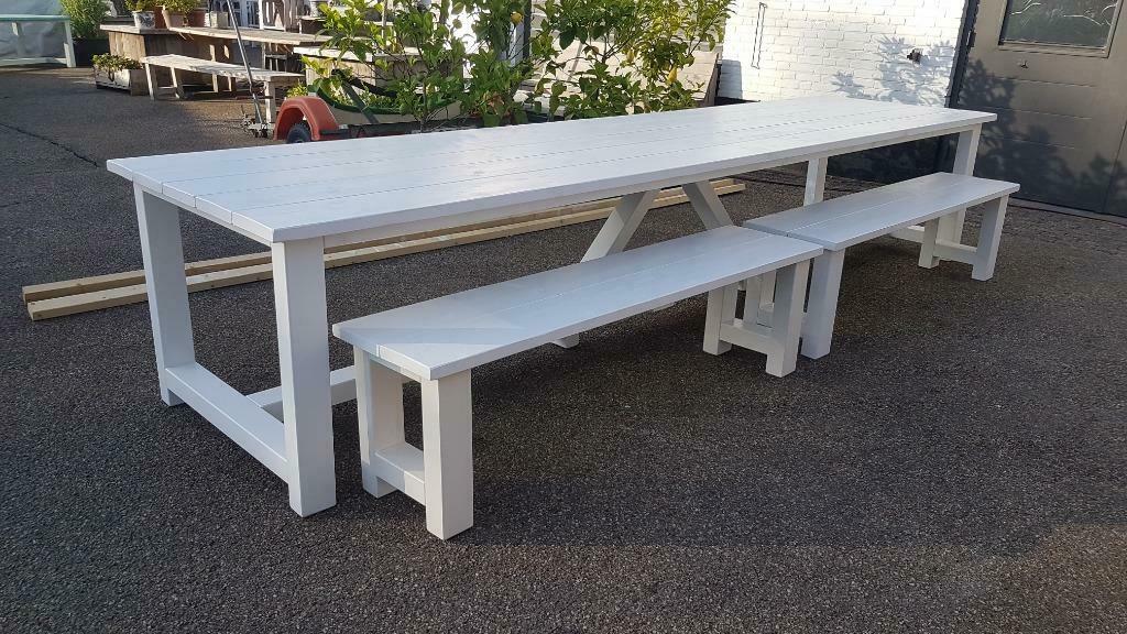 Witte Tafel in alle maten, Huis en Inrichting, Tafels | Eettafels, Grenenhout, Nieuw, Ophalen of Verzenden, Landelijk
