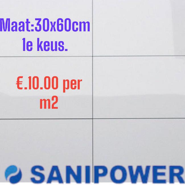 Wandtegels 30x60cm 1e keus voor €.11.00 per m2