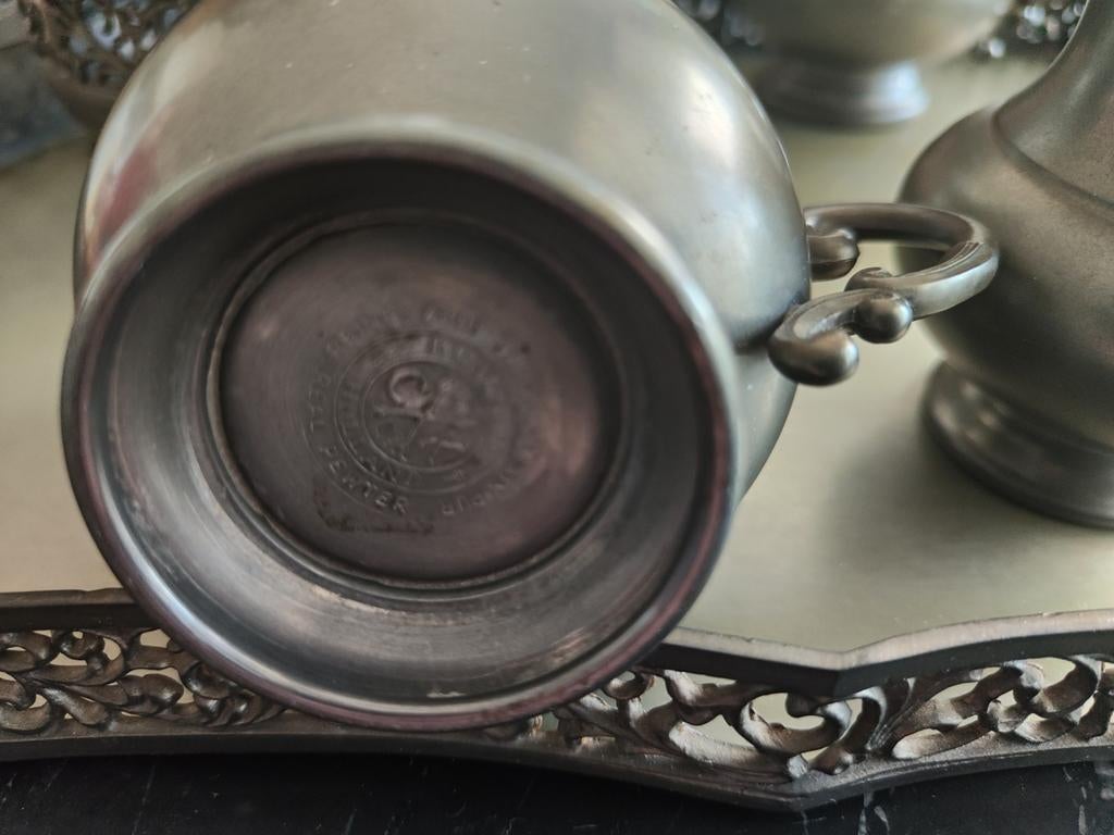 Tinnen servies, met merk., Antiek en Kunst, Ophalen of Verzenden