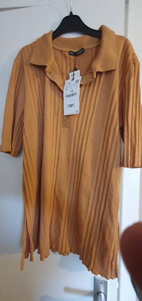 Zara Geribbelde Top - Maat L, Maat 42/44 (L), Nieuw, Ophalen of Verzenden, Korte mouw