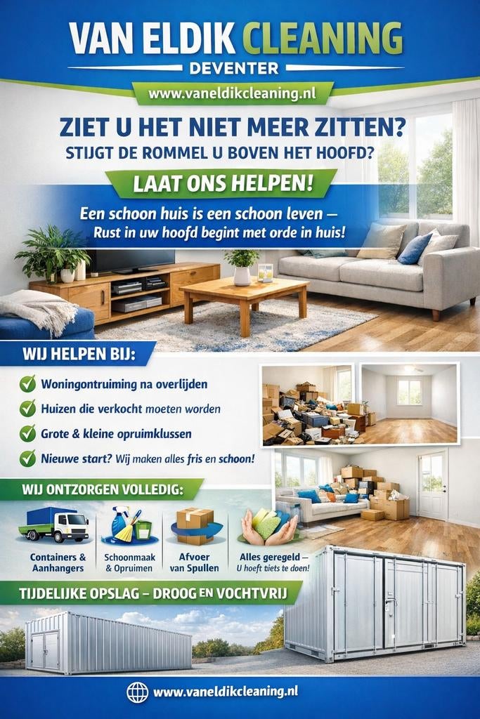 Schoonmaken ontruimen ontzorgen alles is mogelijk, Schoonmaken