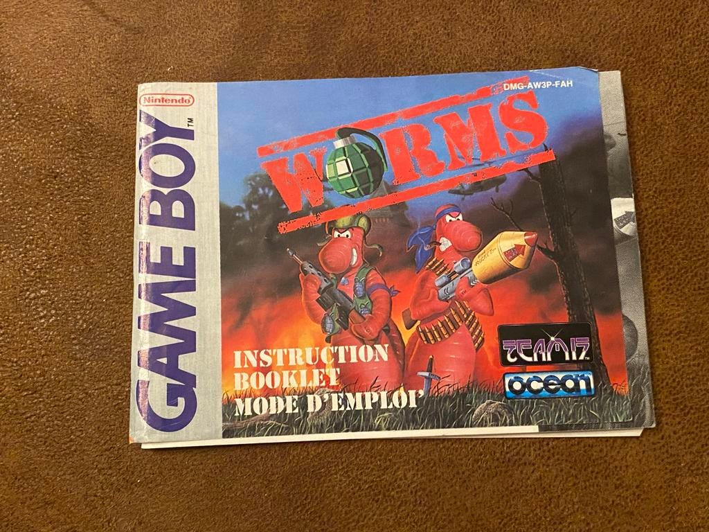 Worms Game Boy - Handleiding, Spelcomputers en Games, Games | Nintendo Game Boy, Gebruikt, 1 speler, Ophalen of Verzenden, Strategie en Constructie