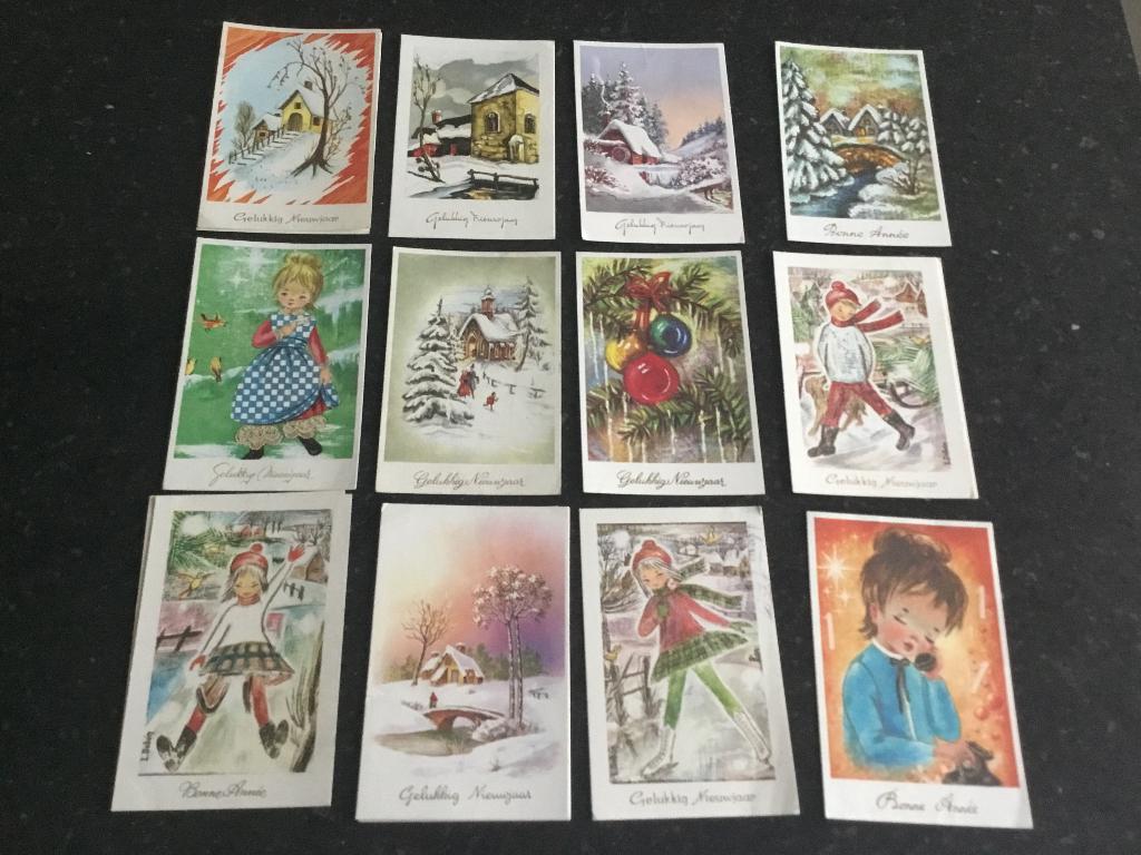 Oude kerstkaartjes, Diversen, Kerst, Ophalen of Verzenden, Gebruikt