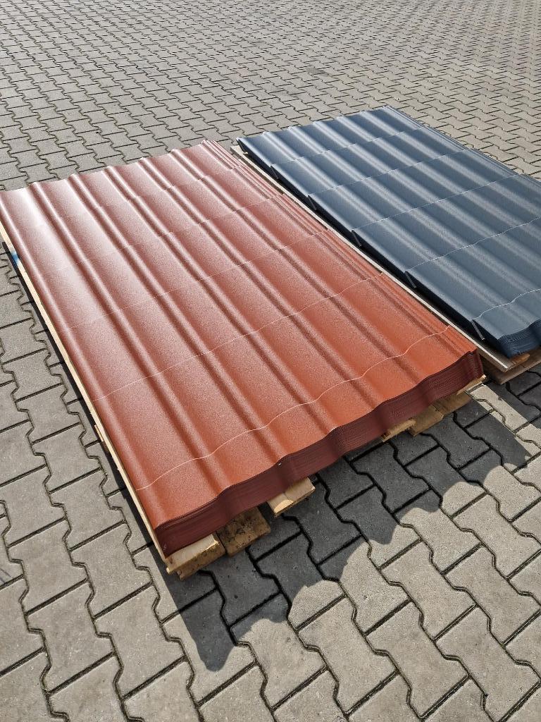 Dakpanplaten dakplaten grandem mat antraciet en terracotta, Overige kleuren, Nieuw, 15 m² of meer, Metaal