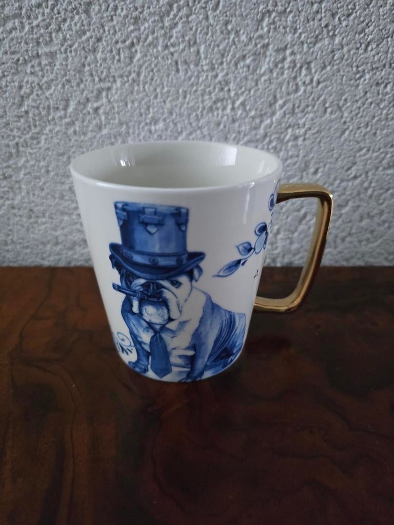 Mok Heinen Delfts Blauw bulldog hoed sigaar, Ophalen of Verzenden, Aardewerk, Overige stijlen, Kop(pen) en/of Schotel(s)