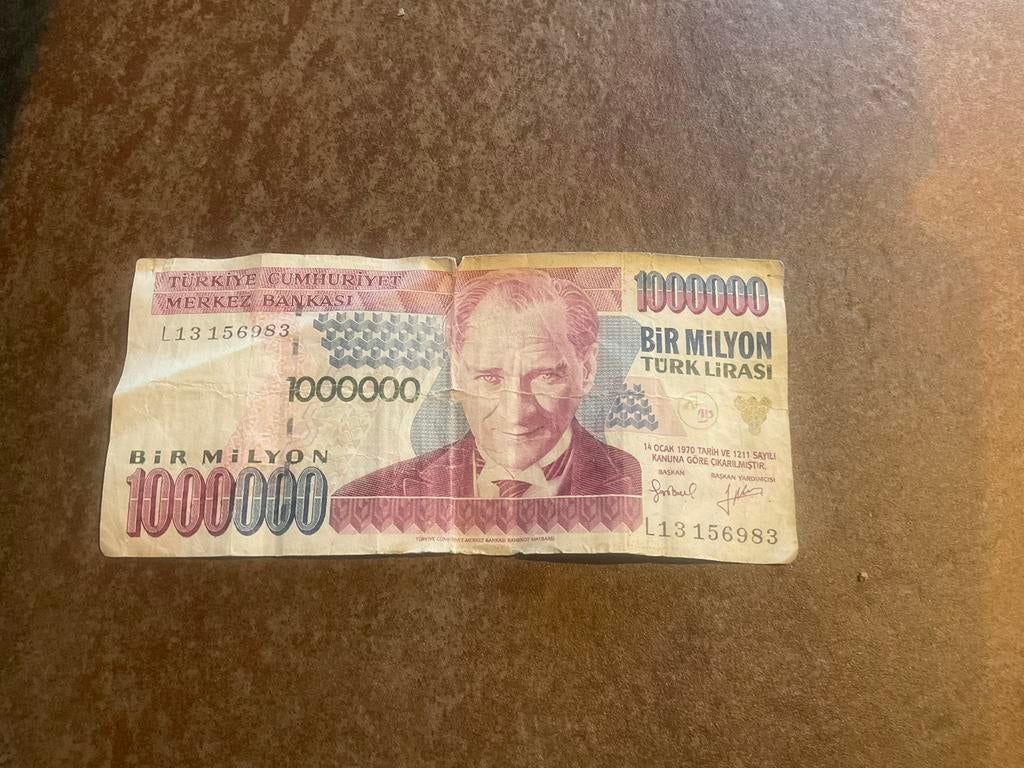 Turkije 1.000.000 Lira Biljet - Gebruikt, Postzegels en Munten, Bankbiljetten | Azië, Los biljet, Midden-Oosten, Ophalen of Verzenden