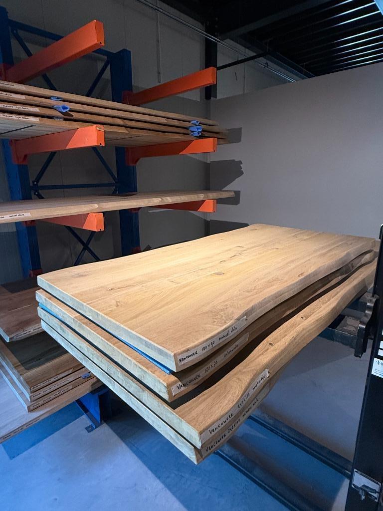 tafel bladen los boomstam model lak of onbehandeld, Ophalen, Eikenhout, Vijf personen of meer, Rechthoekig