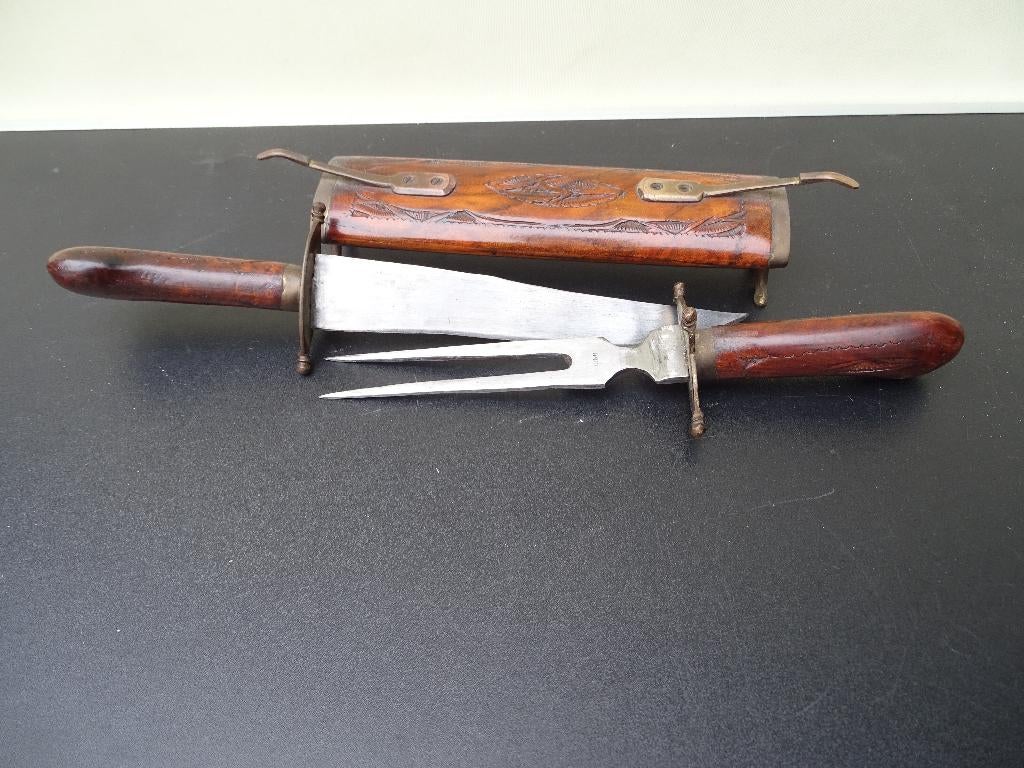 Antiek indisch vleescouvert in houten foedraal, Ophalen of Verzenden