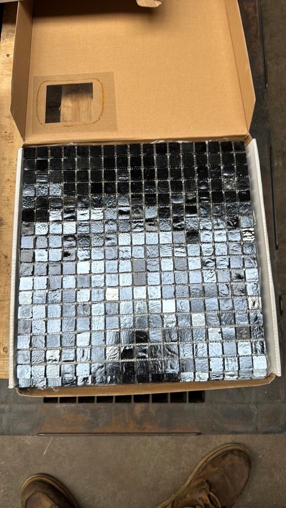Zwarte Glasmozaiek, Wandtegels, Minder dan 5 m², Overige materialen, 60 cm of meer