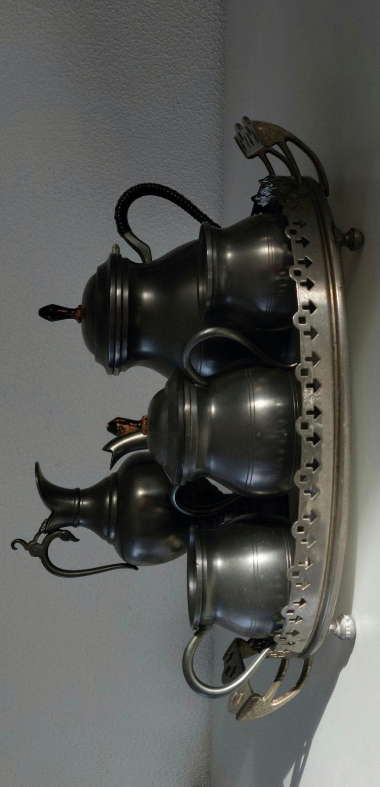 Antieke Tinnen theestel/theeservies op dienblad voor €65, Antiek en Kunst, Ophalen of Verzenden