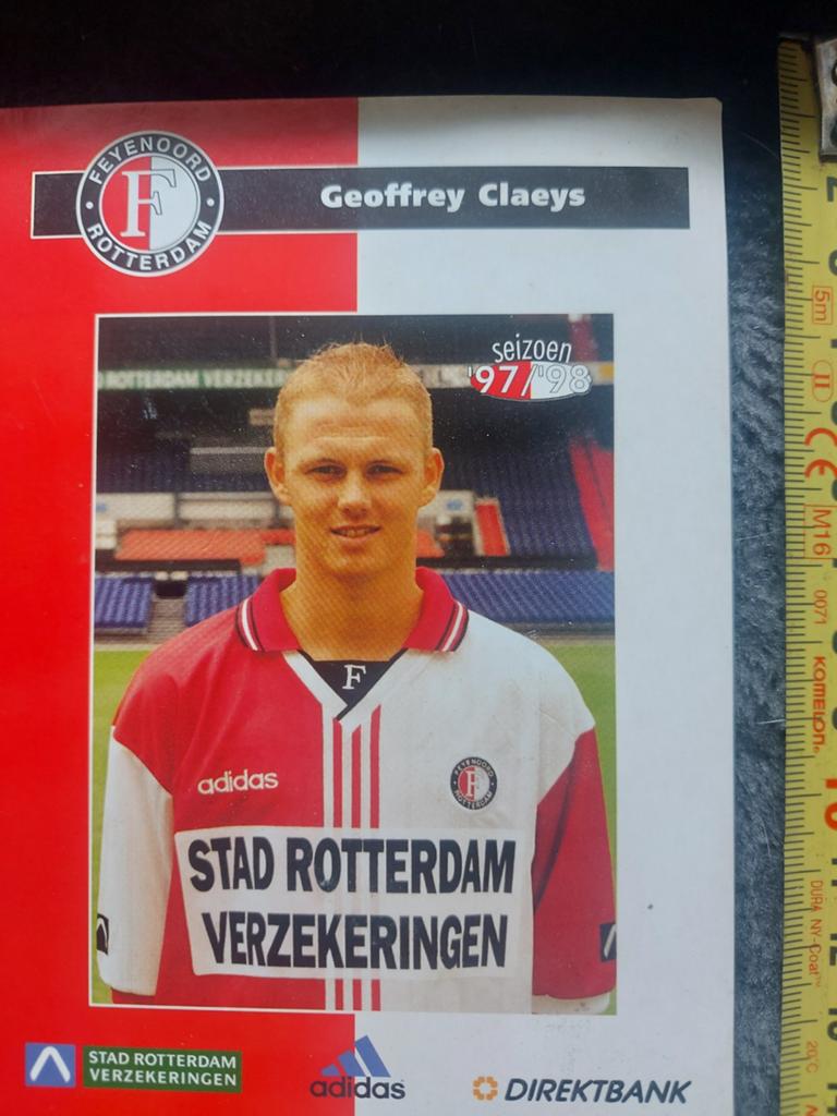 Feyenoord Spelerskaart Geoffrey Claeys 1997/1998, Ophalen of Verzenden