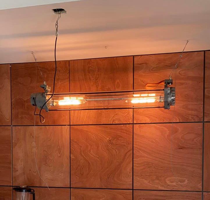 Industriële vintage Hang,Wand of plafond Lamp VEB Leuchenbau, Ophalen of Verzenden, Zo goed als nieuw, Glas, Minder dan 50 cm