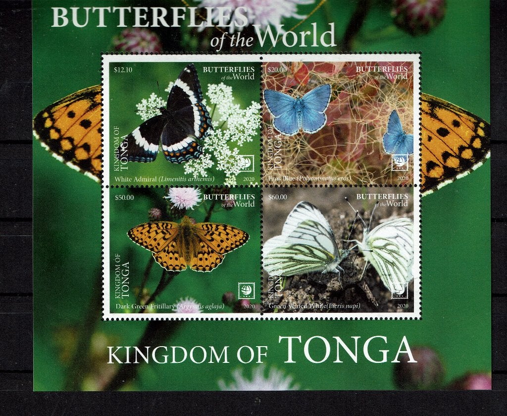 TONGA 2020 PF BLOK VLINDERS INSECTEN BUTTERFLIES 2, Postzegels en Munten, Ophalen of Verzenden, Postfris, Dier of Natuur