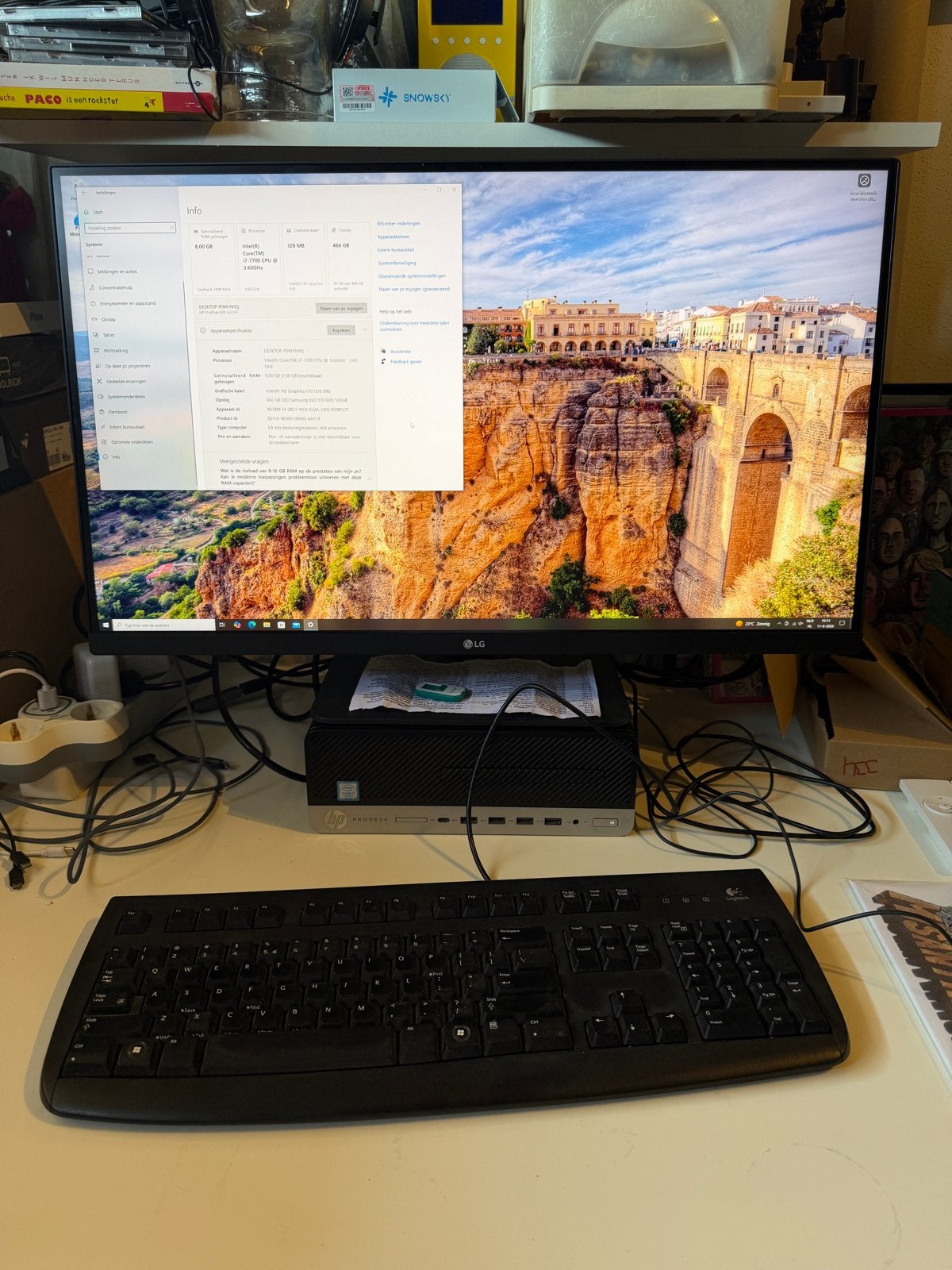 HP ProDesk 600 - i7-7700, 8GB RAM, 500GB SSD + LG 27U730A-B, Gebruikt, 8 GB, Ophalen of Verzenden, SSD