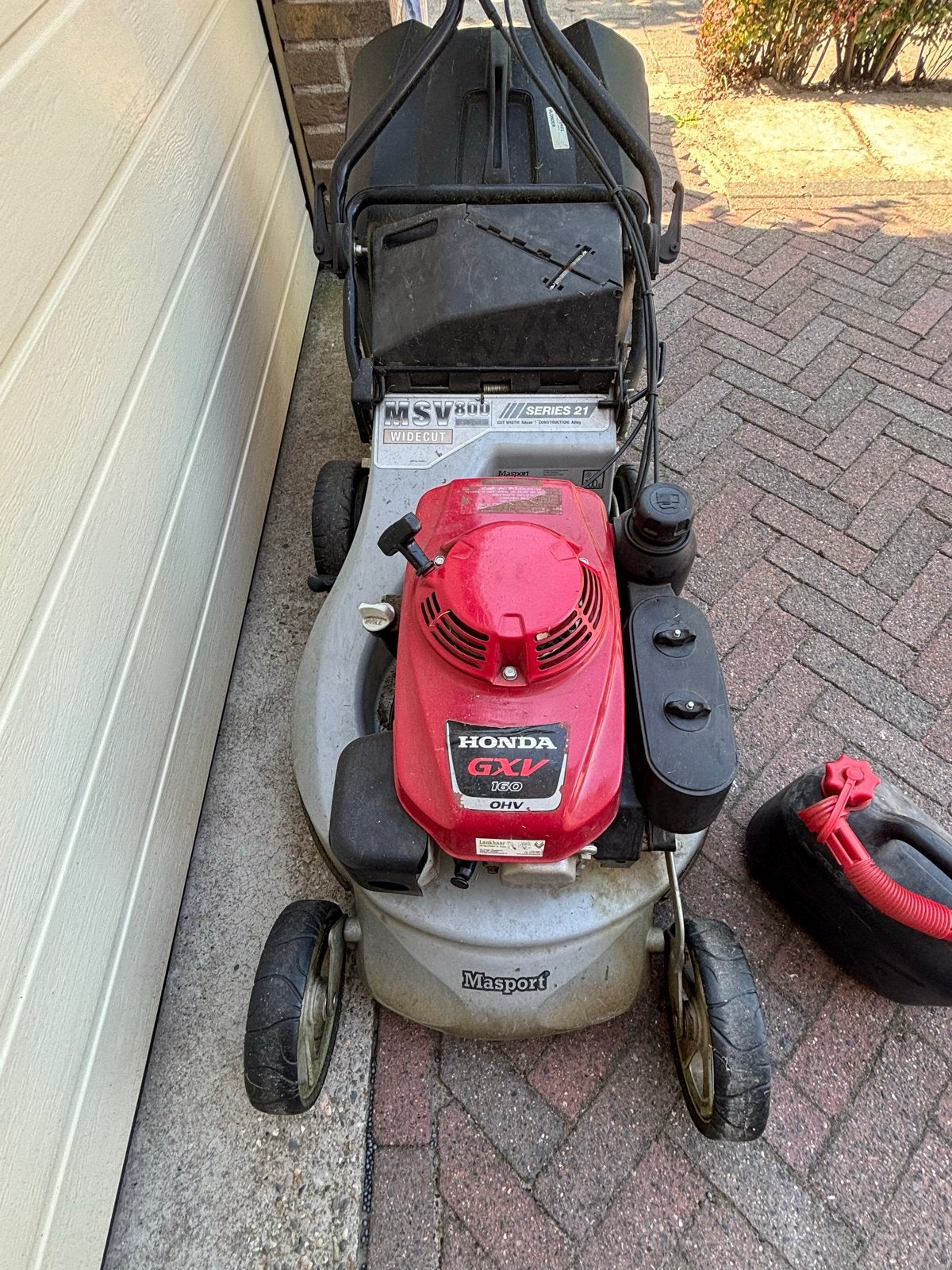 Masport MSV 800 Widecut grasmaaier met Honda GXV 160 motor, Tuin en Terras, Grasmaaiers, Ophalen, Cirkelmaaier, Gebruikt, 50 cm of meer