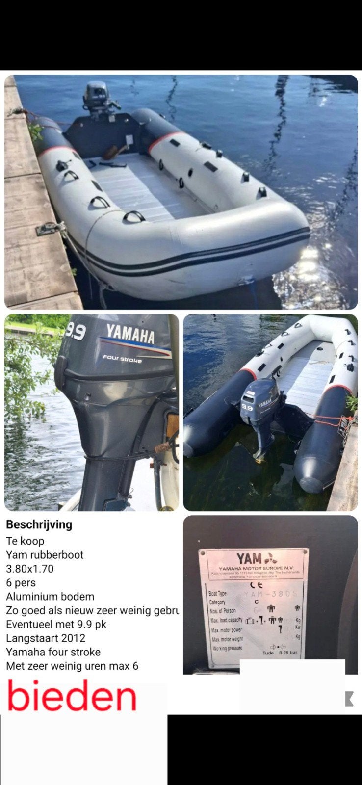yam 380s en 9.9 yamaha, Ophalen