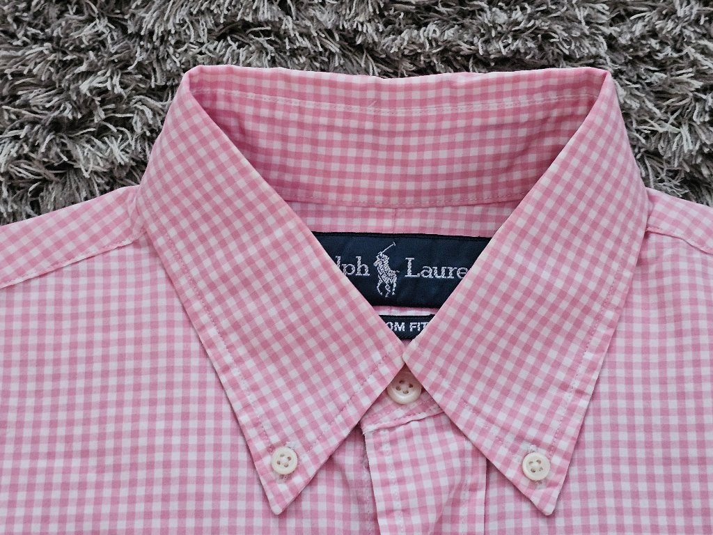 Ralph Lauren Custom Fit Overhemd Roze Geruit maat S, Verzenden, Halswijdte 38 (S) of kleiner, Roze, Polo Ralph Lauren