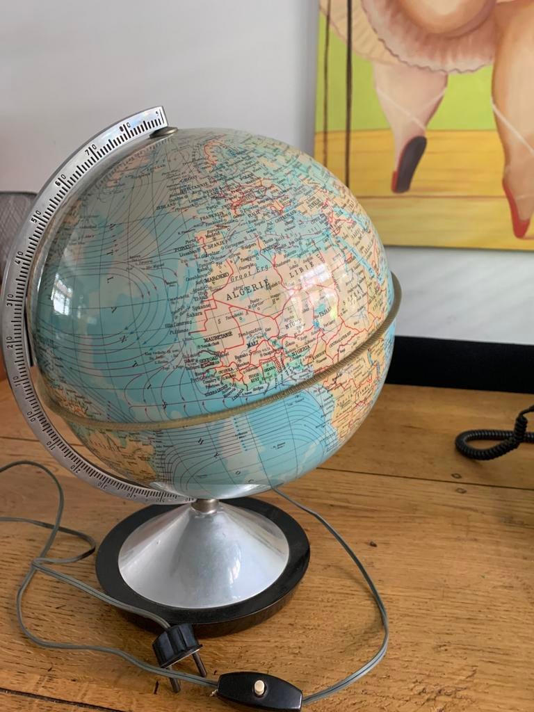Globe vintage met verlichting, Ophalen of Verzenden, Zo goed als nieuw