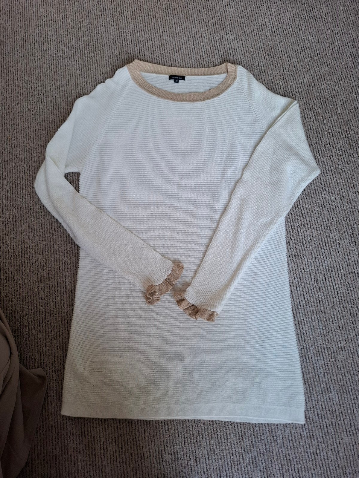 Caroline Biss Trui Ecru/Wit met Beige Details Maat 36, Wit, Nieuw, Ophalen of Verzenden, Lange mouw