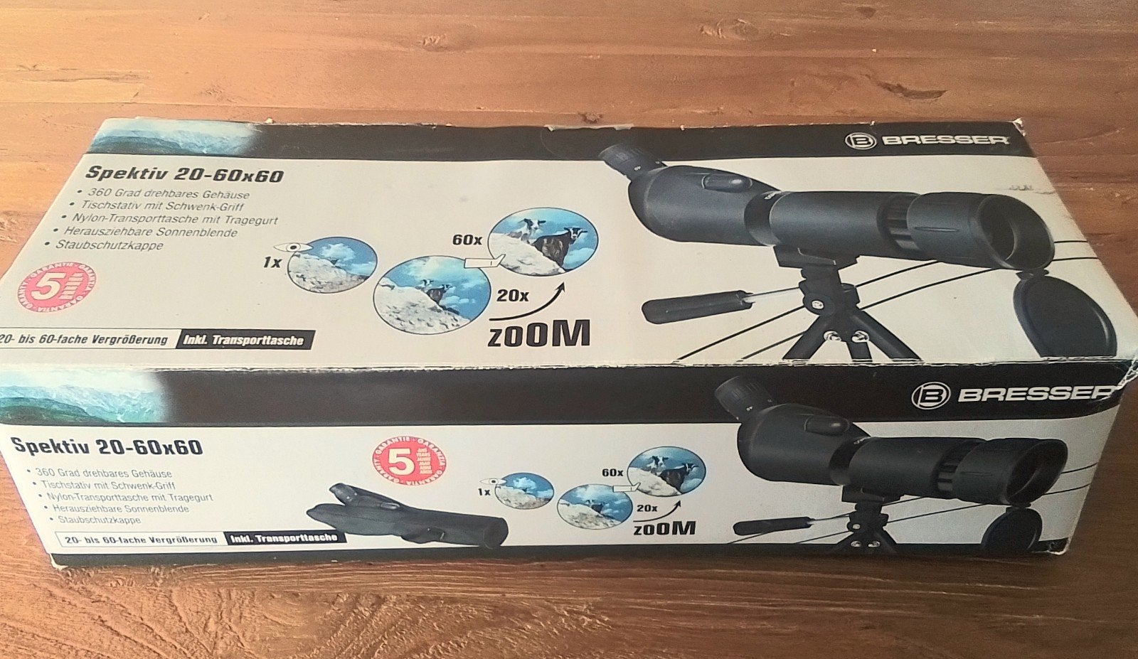 Brasserie Spektiv. 20 - 60 x 60 spottingscope, Ophalen, Lenzentelescoop (refractor), Met statief, Zo goed als nieuw