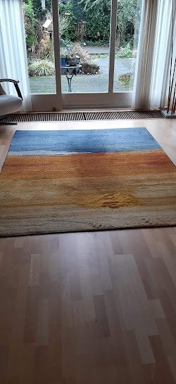 Modern vloerkleed met Kleurverloop - Blauw, Oranje, Geel, Ophalen, Gebruikt, Modern, Kleurverloop, Eigentijds, 200 cm of meer