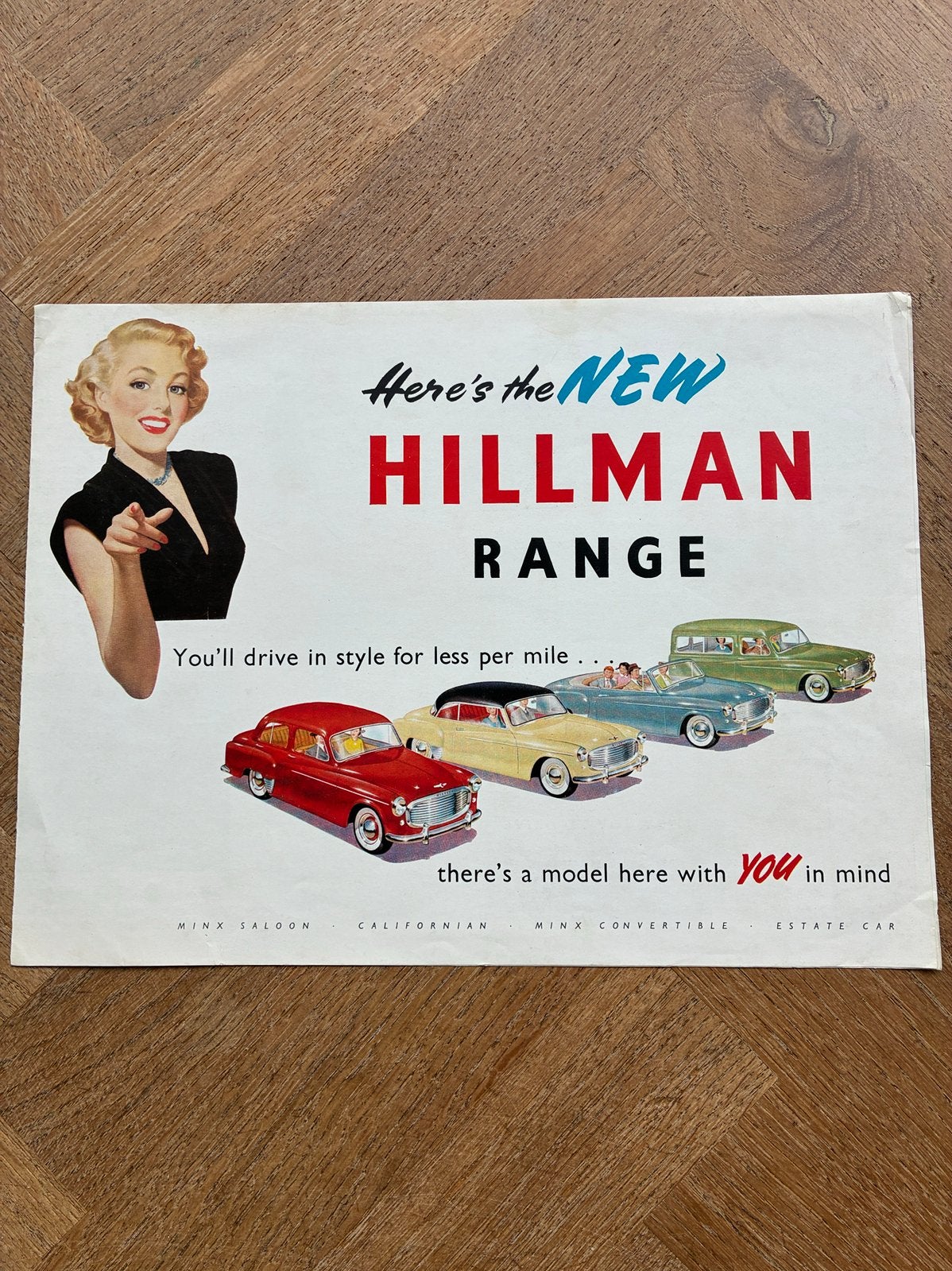Hillman range brochure, Verzenden, Zo goed als nieuw, Overige merken