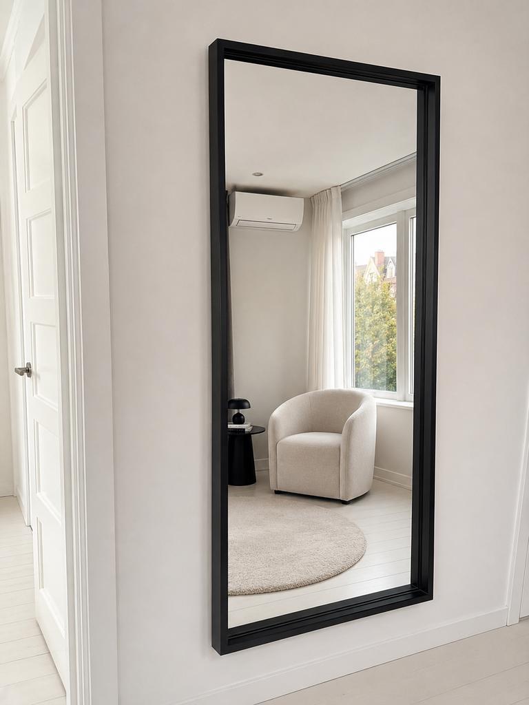 Maatwerk Verno spiegel metaal zwart 184,5 x 85 cm, Huis en Inrichting, Woonaccessoires | Spiegels, Ophalen, Zo goed als nieuw