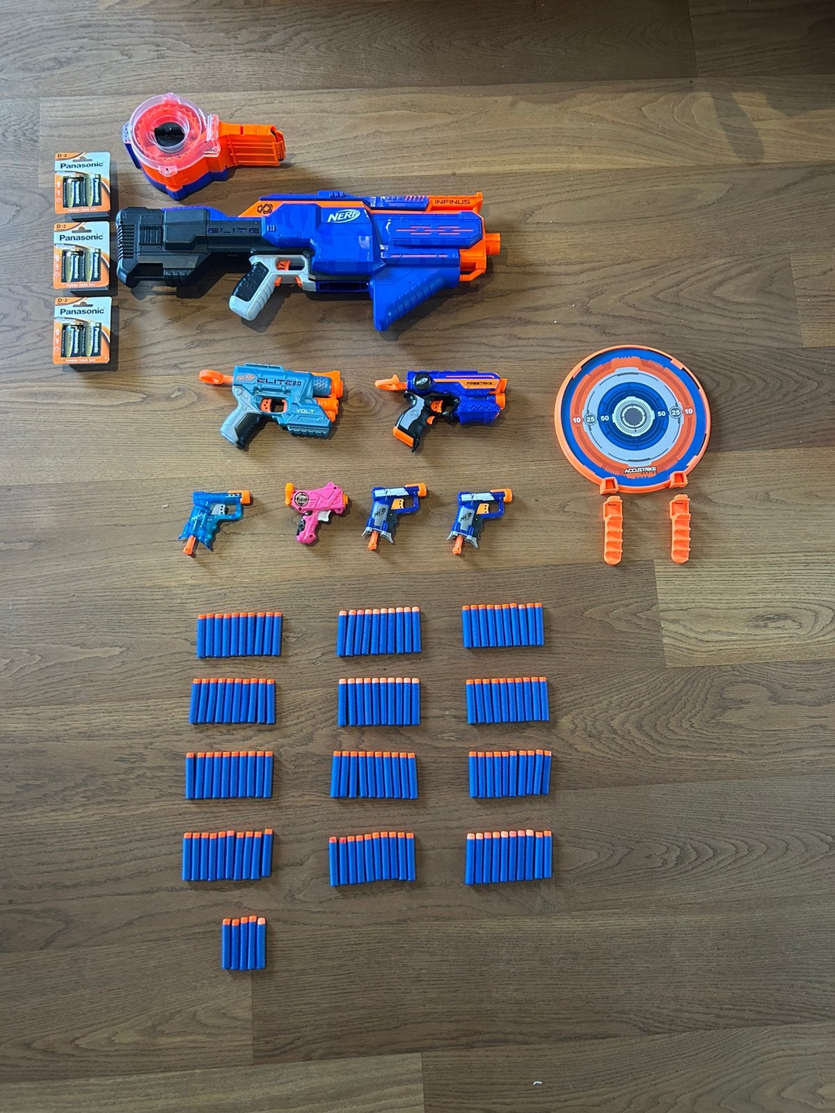 Nerf Elite Infinus XL Set + Target + 125 Darts + Batterijen, Ophalen of Verzenden, Zo goed als nieuw
