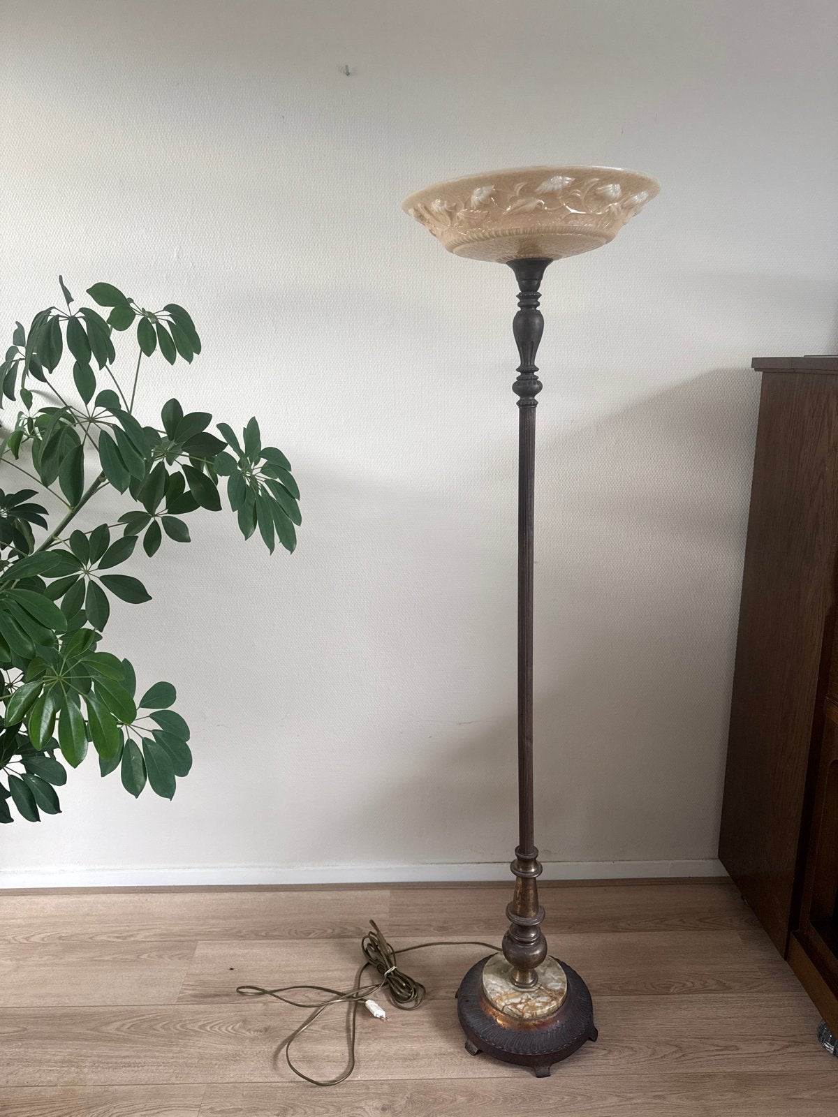 Vintage Torchiere Vloerlamp met Marmeren Voet, Ophalen