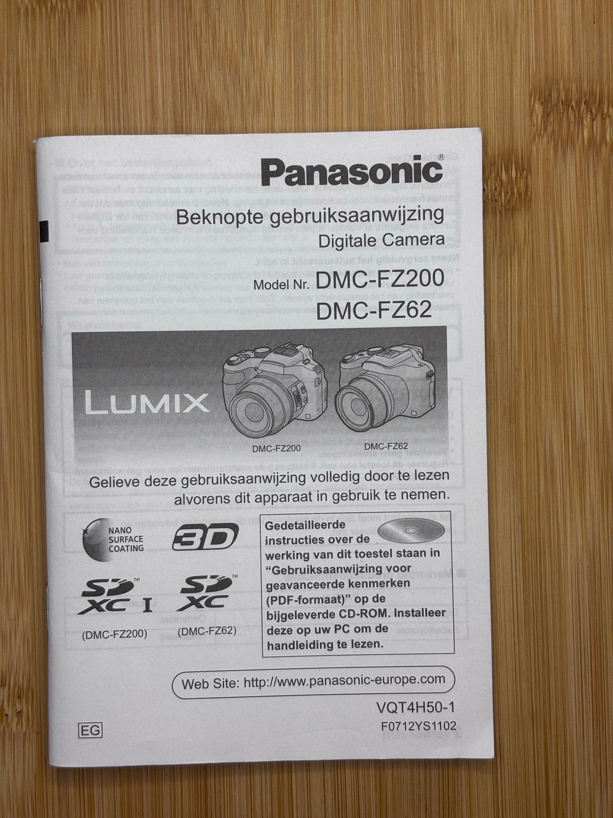 Handleiding Panasonic Lumix DMC-FZ200 / DMC-FZ62, Ophalen of Verzenden, Gebruikt, Overige typen, Panasonic