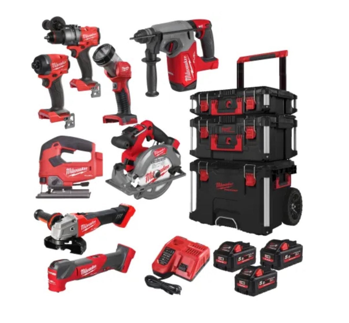 *Nieuw*Milwaukee M18 FPP8E-553P 18V Li-ion 8-Delig combiset, 600 watt of meer, Variabele snelheid, Nieuw, Ophalen