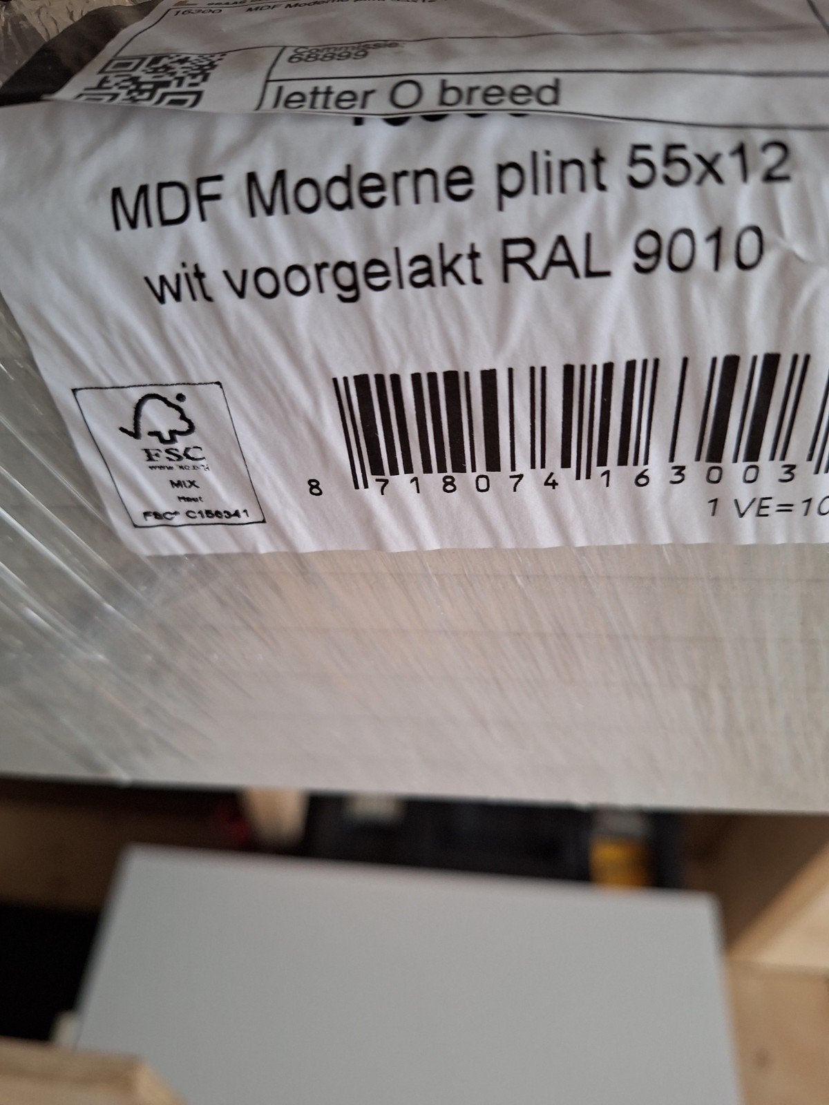 plinten 55x12  ral 9010, Ophalen, Nieuw, Mdf, 200 tot 250 cm