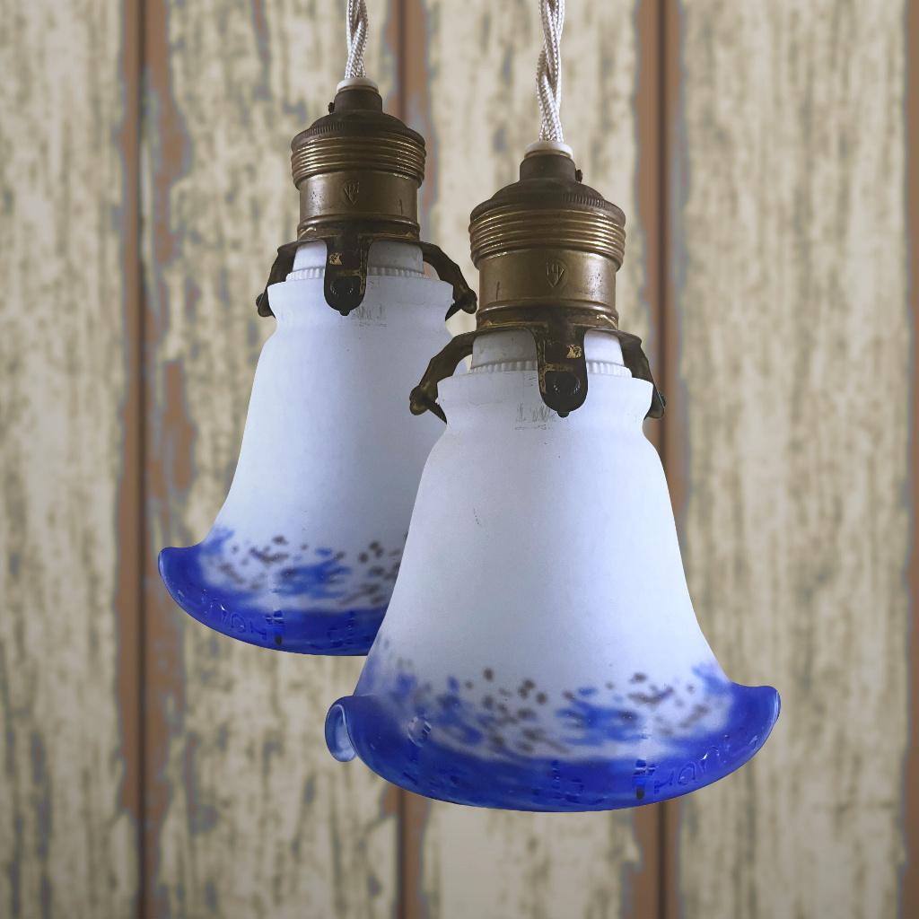 Set Pate De Verre hanglampen Art Deco, Antiek en Kunst, Antiek | Lampen, Ophalen of Verzenden