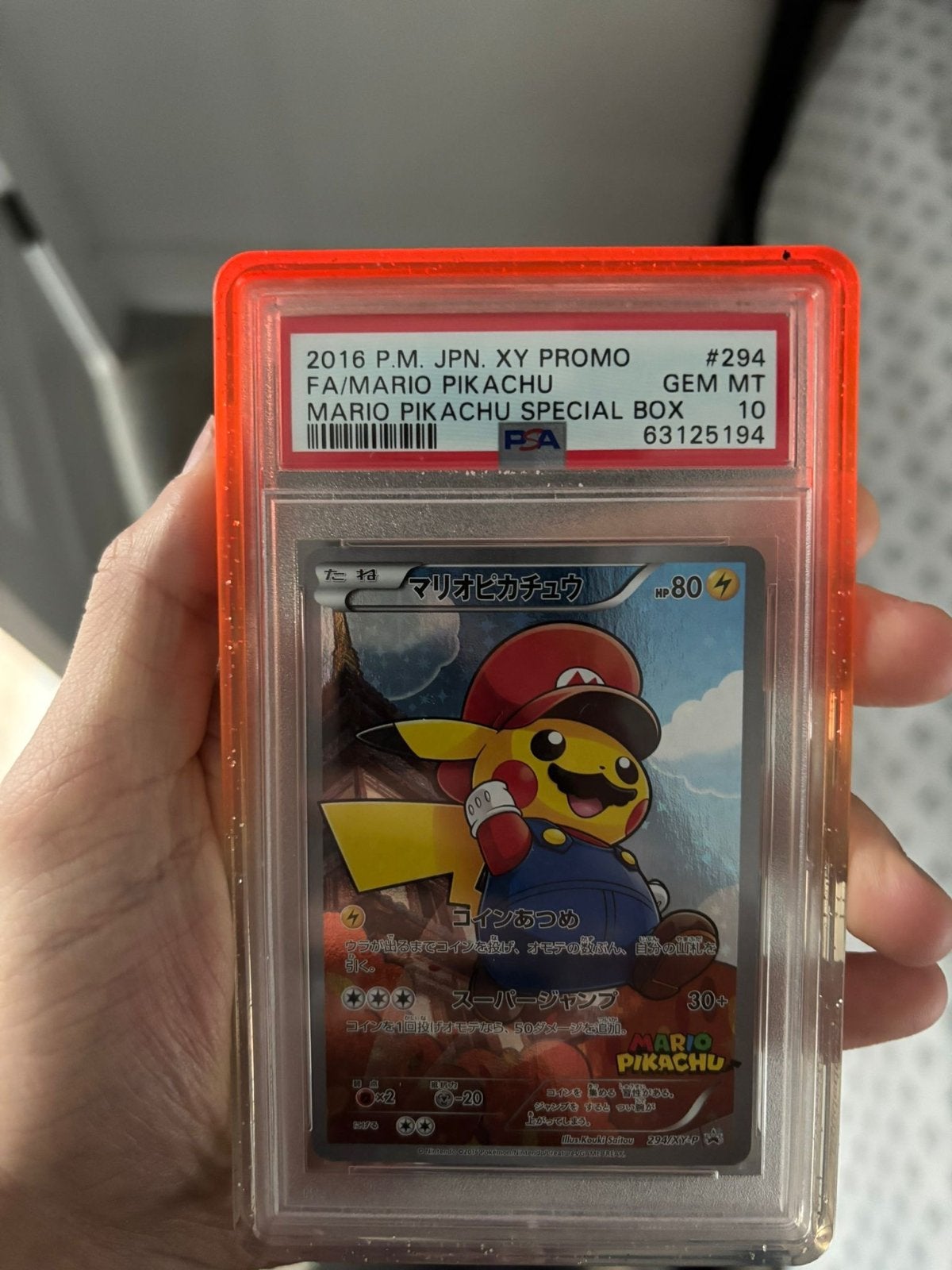 PSA 10 Mario Pikachu Pokémon Kaart - 2016 JPN XY Promo, Ophalen of Verzenden, Nieuw, Losse kaart