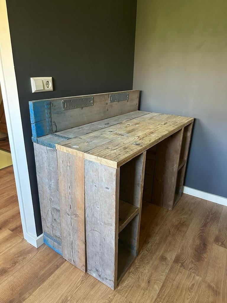 Zelfgemaakt steigerhout bureau, Ophalen of Verzenden, Gebruikt