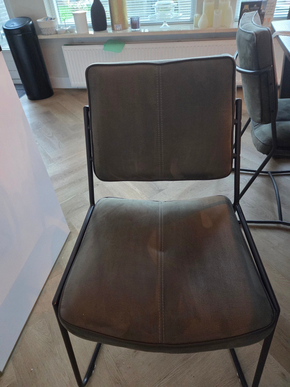 4 Henders & Hazel groene velvet eetkamerstoelen, Ophalen, Gebruikt, Overige kleuren, Stof