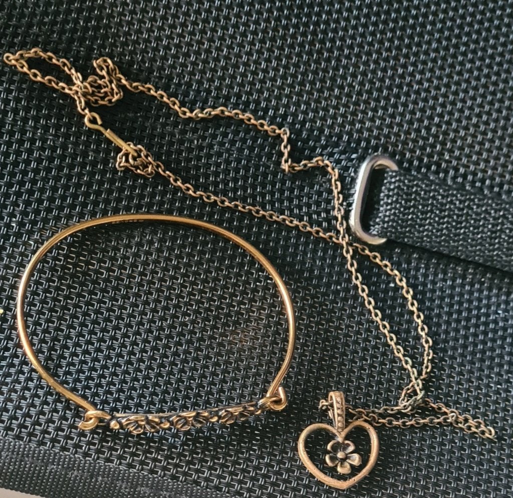 Vintsge set van colliier + armband brons Finland gesigneerd, Verzenden, Zo goed als nieuw, Bruin, Overige materialen
