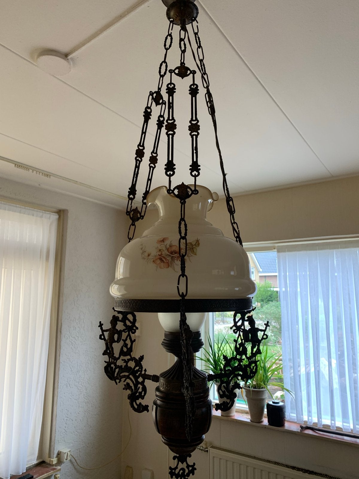 Set van 3 Vintage Lampen: Hanglampen en Wandlamp, Ophalen, Gebruikt
