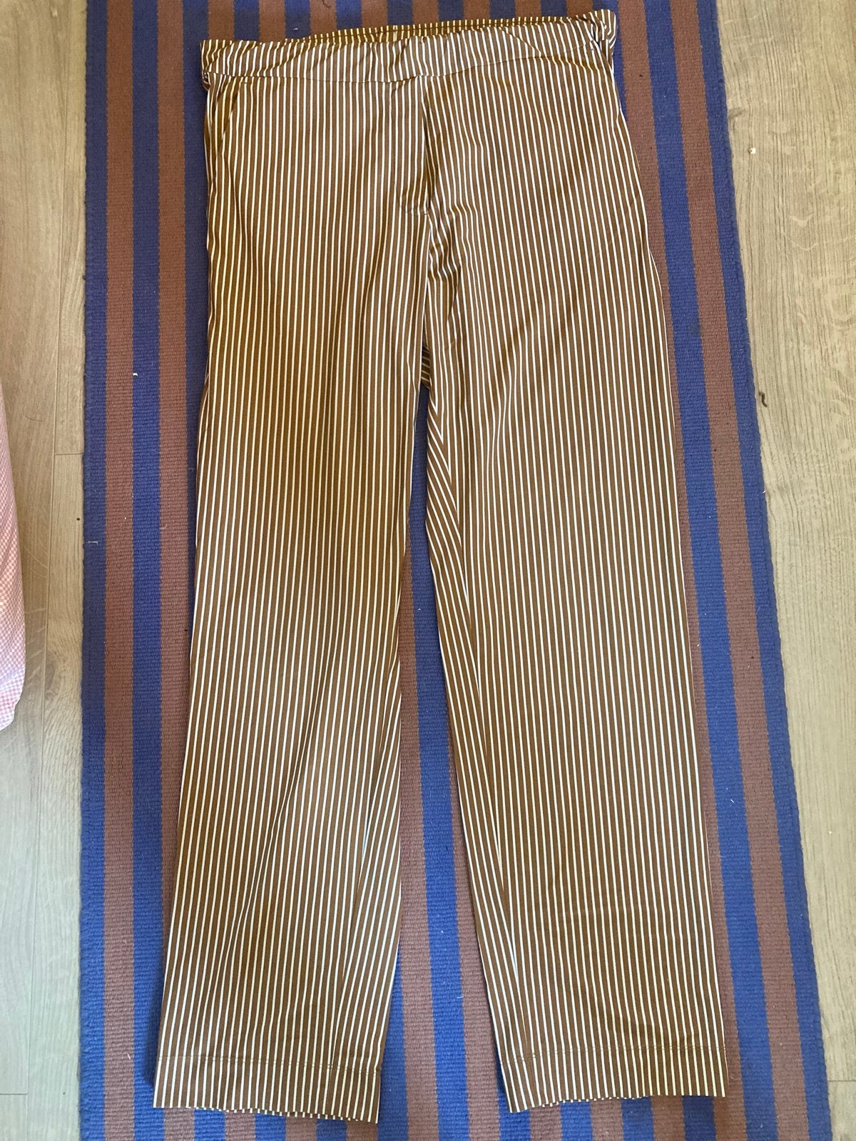 Traveldress Zenggi broek L gestreept bruin-wit travelstof, Bruin, Maat 42/44 (L), Ophalen of Verzenden, Zo goed als nieuw