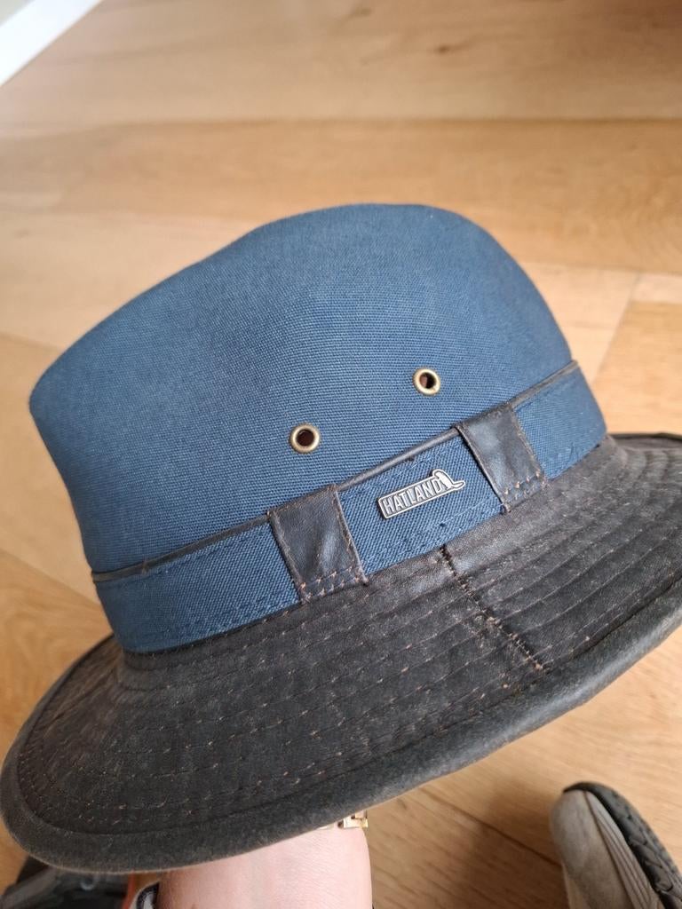 Hatland Hoed - Blauw/Bruin - Maat M, Ophalen of Verzenden, Gedragen, Hatland, Hoed
